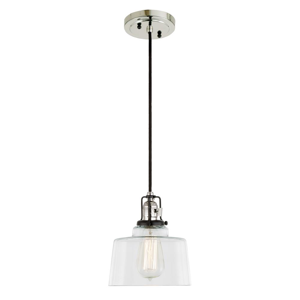 Jvi Designs 1221-15 S14 Nob Hill One Light Buffy Pendant In Polished Nickel And Black
